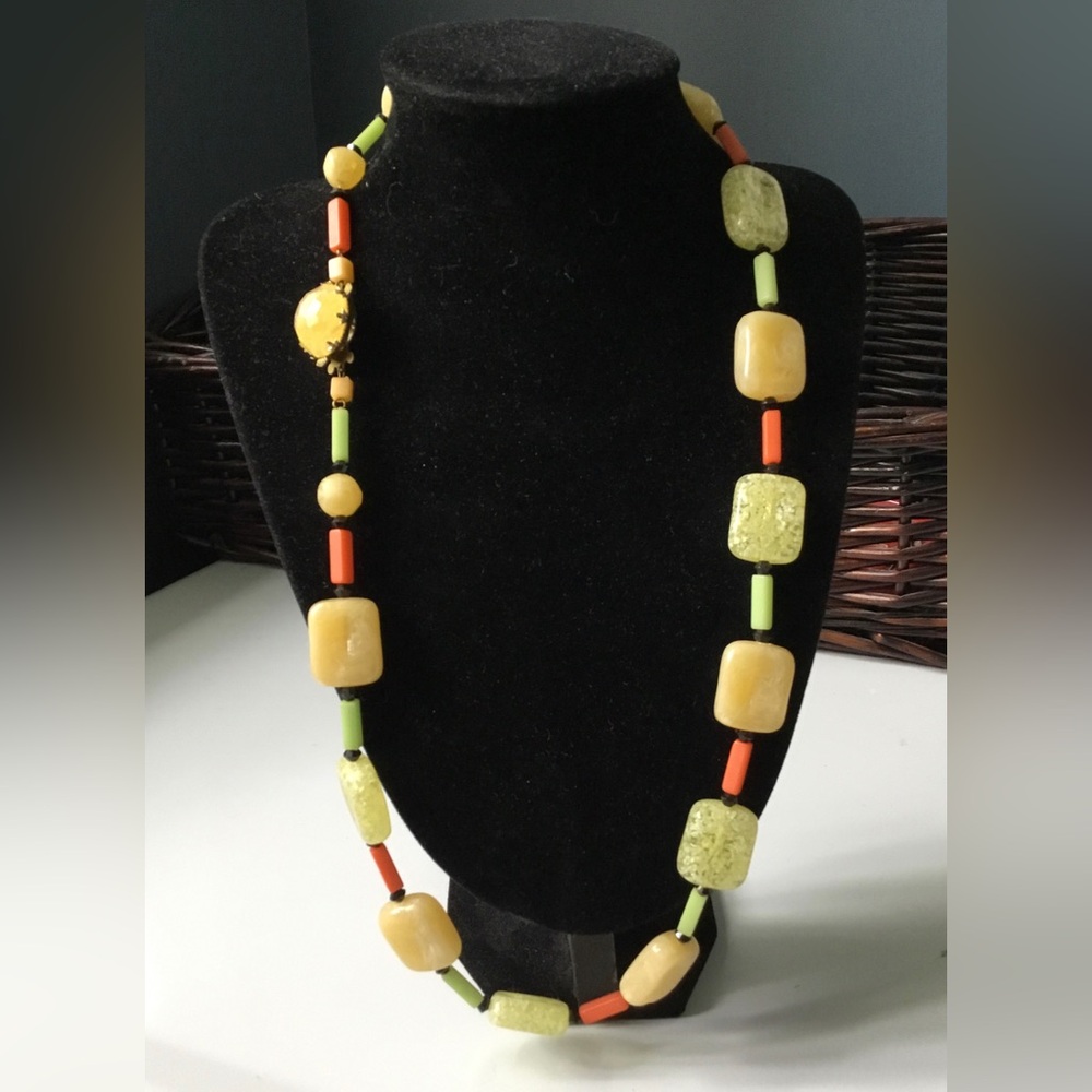 Handcrafted Yellow & Lime Bead Necklace